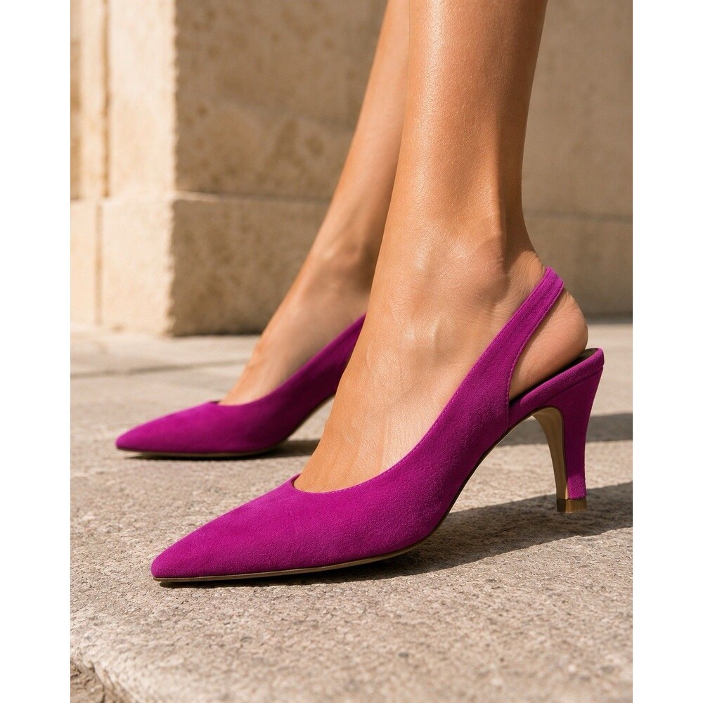 Rebecca Minkoff Womens 8 Fuchsia Suede Pointed‎ Toe Slingback Dress Heels EU 39